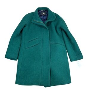 J.Crew Green Italian Stadium Cloth Wool Blend Lodge Coat Full Zip Jacket Size 6
